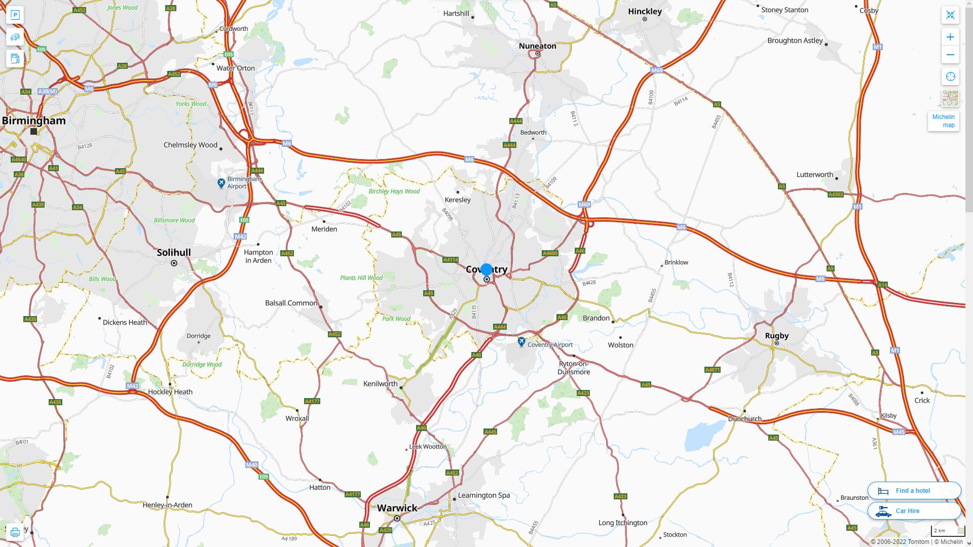 Coventry Royaume Uni Autoroute et carte routiere